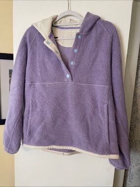 Outdoor Voices Lavender Sherpa Snap Pullover with Cream Trim